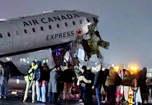 Air Canada Express plane hits fire truck at New York airport; 2 dead