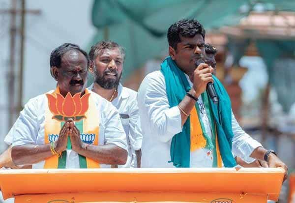 Annamalai targets Kamal Haasan during NDA campaign in Tiruvarur