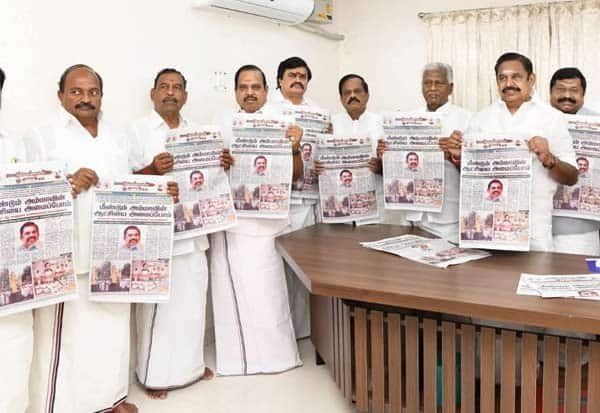 EPS launches AIADMK’s new Tamil daily ‘Porvaal’ in Chennai