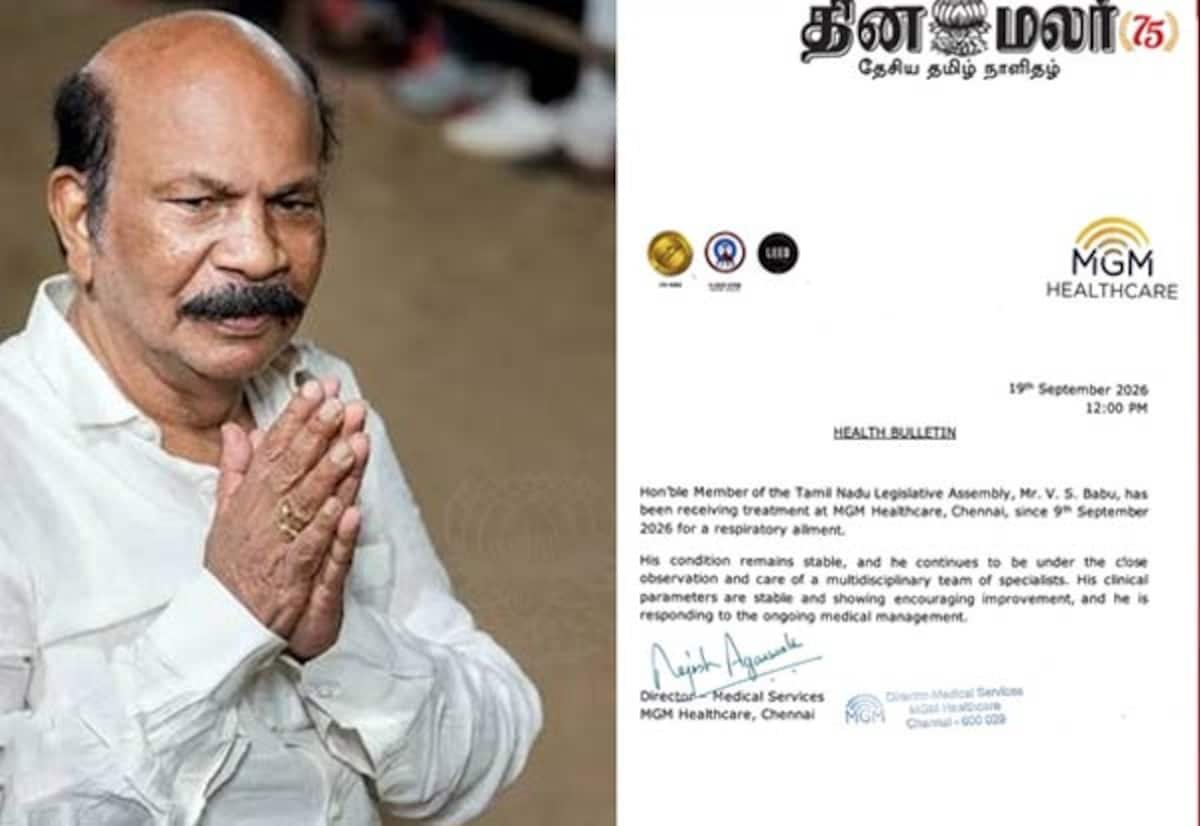 Kolathur MLA V.S. Babu’s health improves, says MGM Hospital