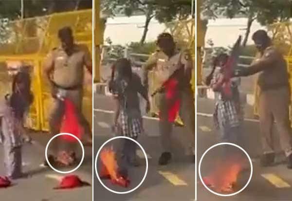 சென்னை தலைமை செயலகம் முன் திமுக கொடி எரித்த போலீஸ் ஏட்டு கைது