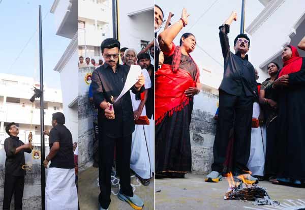 தொகுதி மறுவரையறைக்கு எதிர்ப்பு: கருப்புக்கொடி ஏற்றி ஸ்டாலின் போராட்டம்