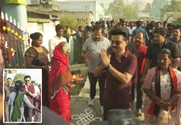 வேலூர் கே.வி.குப்பத்தில் முதல்வர் ஸ்டாலின் வீடு வீடாக பிரசாரம்