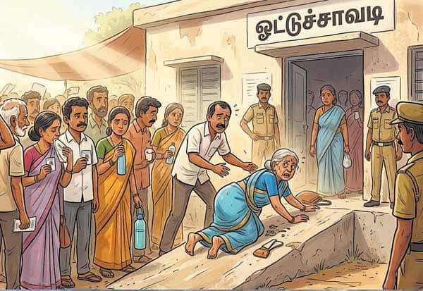 Elderly voters suffer at Tiruppur booth; officials accused of apathy