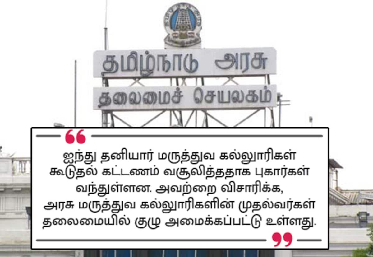 கூடுதல் கட்டணம் புகார்: 5 தனியார் மருத்துவக் கல்லூரிகள் மீது விசாரிக்க குழு