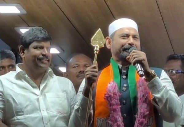 BJP minority wing leader Velur Ibrahim sings Thiruppugazh on campaign trail