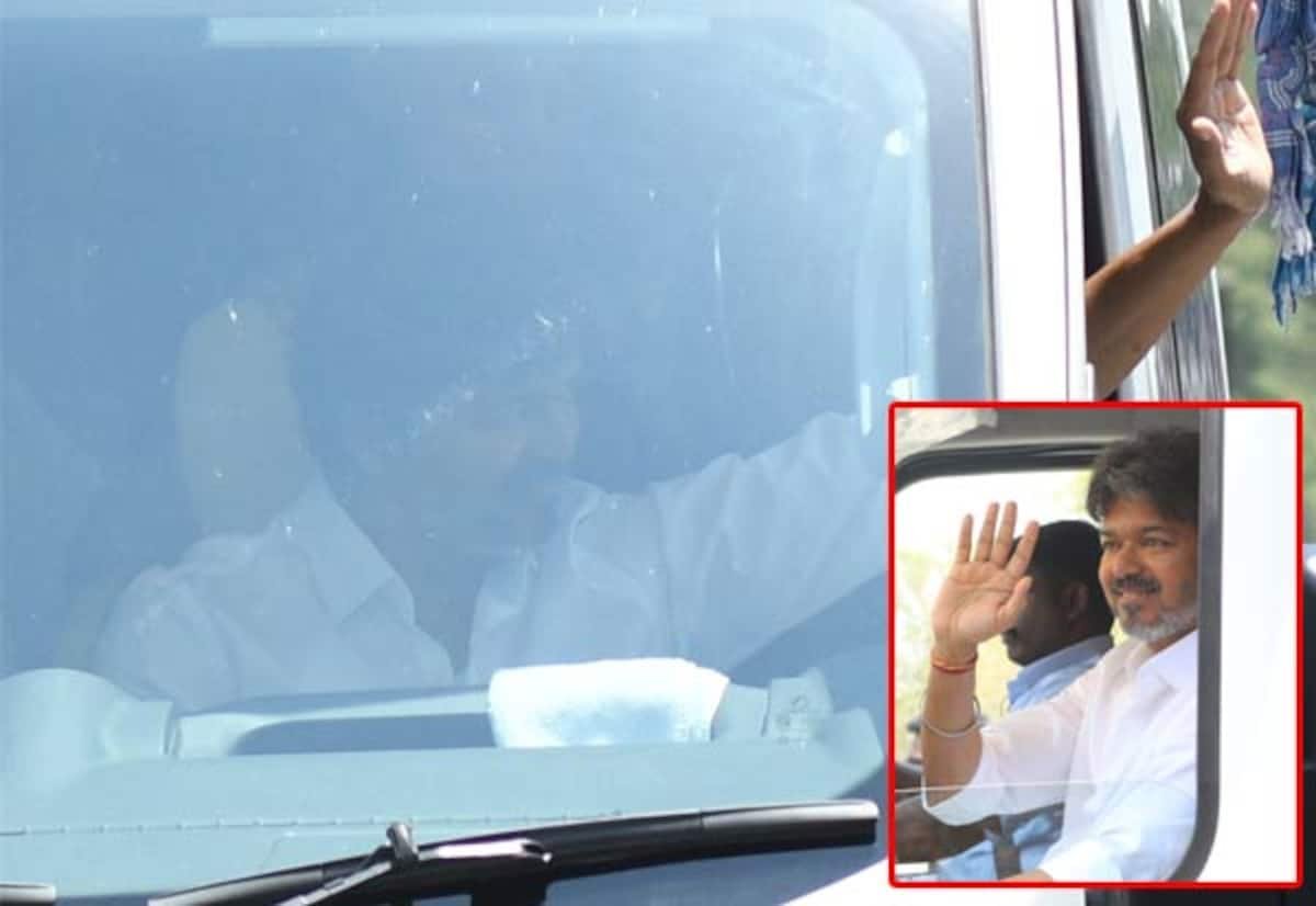 CM Vijay lands in Coimbatore, heads by road to Dharapuram campaign