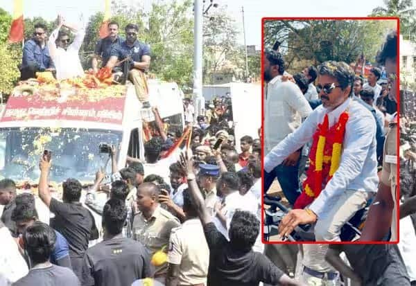 காரைக்குடியில் விஜய் ரோடு ஷோ; பேசாமல் சென்றதாக தொண்டர்கள் ஏமாற்றம்