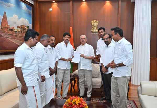 TAVEK chief Vijay meets TN Governor, stakes claim to form govt