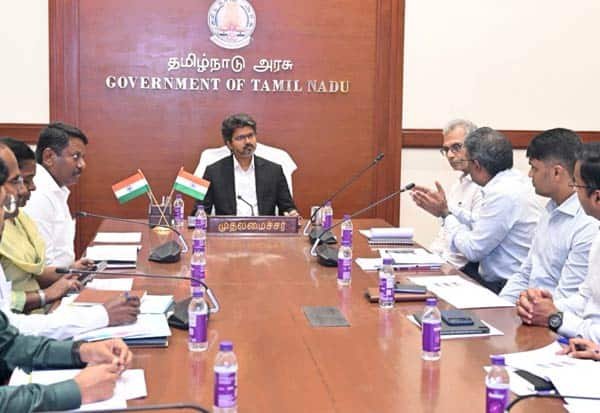 CM Vijay reviews Parandur airport plan, meets industry and water officials