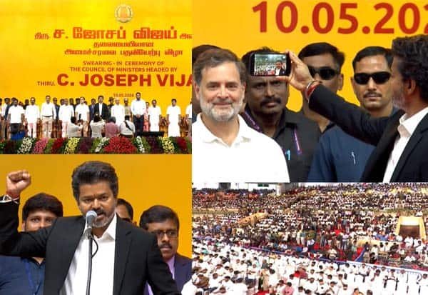 சென்னை நேரு ஸ்டேடியத்தில் முதல்வராக விஜய் பதவியேற்றார்